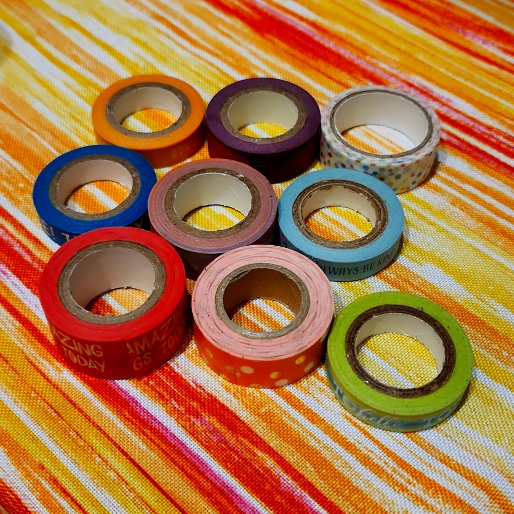 WASHI TAPES - 9 ct- barely used - Picture 2 of 2